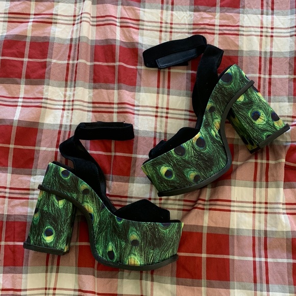 Vintage Jeffrey Campbell platform chunky heels 36 preowned fits like a 5.5 6 - Picture 5 of 13